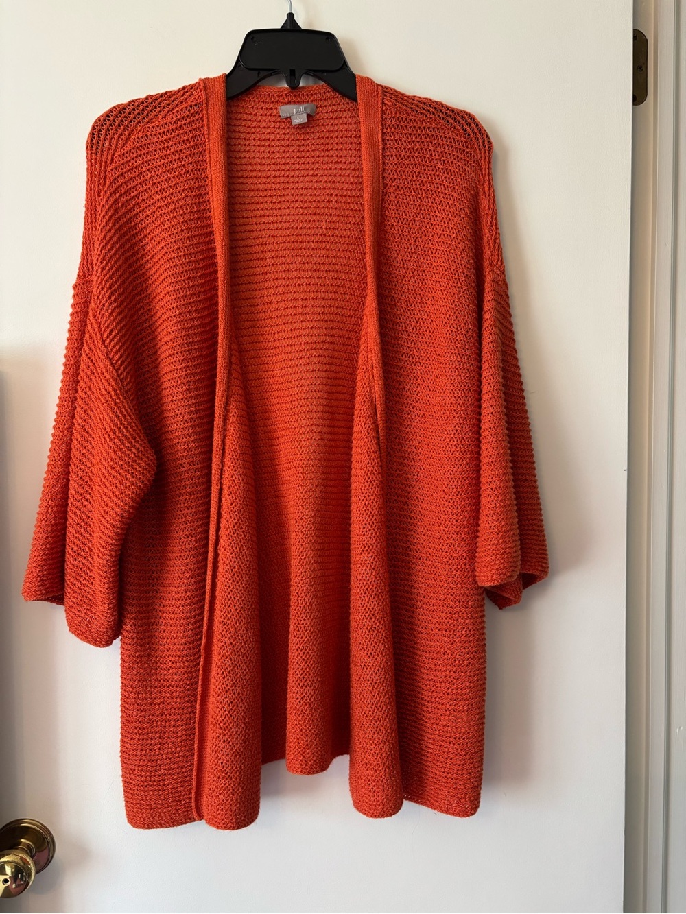 J jill Orange Open-Front Knit Cardigan